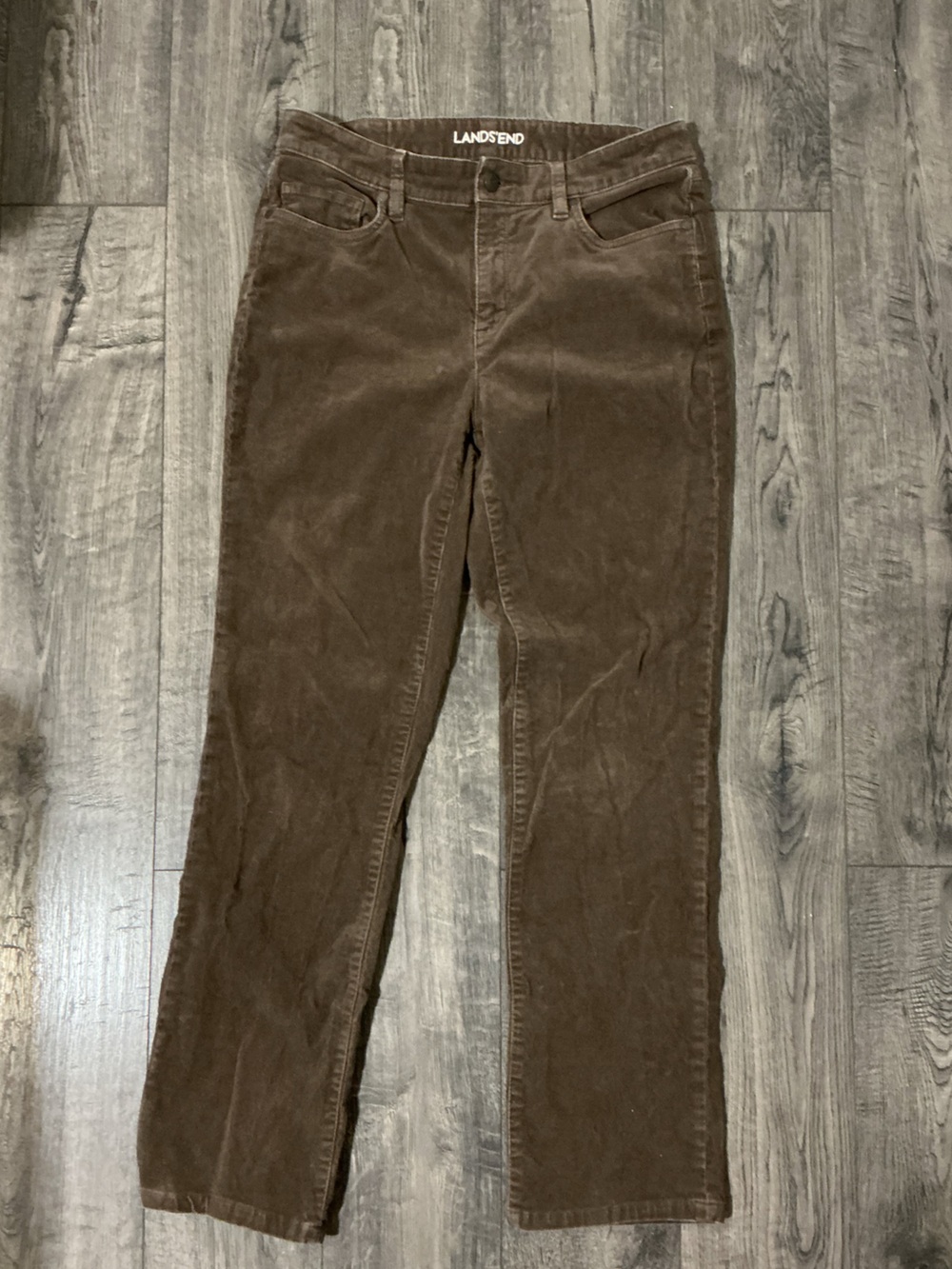 Lands' End Women's Straight-Leg Corduroy Pants — Dark Brown
